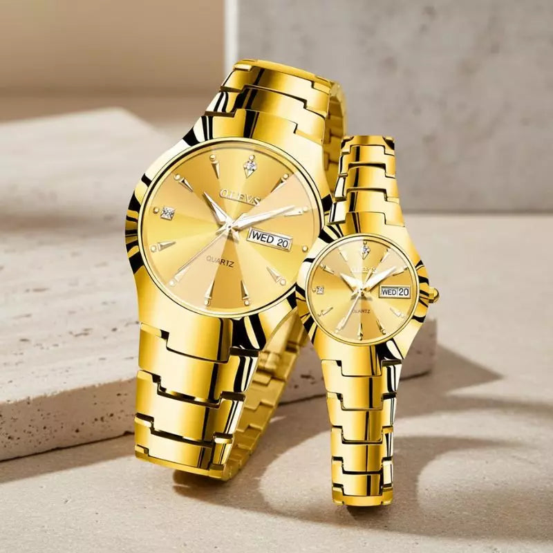Couple's Watch Gift Set Olevs | Perfect Valentine's Day Gift Couple's Watch Gift Set Olevs | Perfect Valentine's Day Gift
