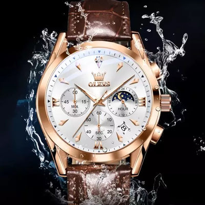 Olevs Montre Homme Bordeaux