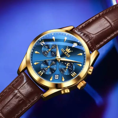 Olevs Montre Homme Bordeaux