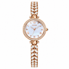 Montre femme OLEVS Brigitte blanche et dorée rose vue de face