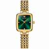 Montre femme Olevs Sophie dorée à cadran vert rectangulaire et bracelet tressé, vue de face