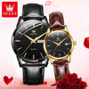 ***OLEVS 6898 COUPLE - TABLE OK***Watches Original Fashion Simple Waterproof Luminous Quartz Watch Leather Strap Date Wristwatch Couple Gifts