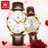 ***OLEVS 6898 COUPLE - TABLE OK***Watches Original Fashion Simple Waterproof Luminous Quartz Watch Leather Strap Date Wristwatch Couple Gifts