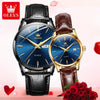 ***OLEVS 6898 COUPLE - TABLE OK***Watches Original Fashion Simple Waterproof Luminous Quartz Watch Leather Strap Date Wristwatch Couple Gifts