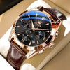 Montre bracelet cuir homme Bordeaux boîtier acier