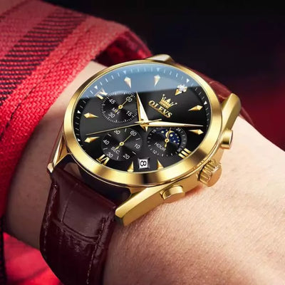 Montre bracelet cuir homme Bordeaux détail cadran