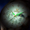 Montre bracelet cuir homme Bordeaux sous-cadrans phase de lune
