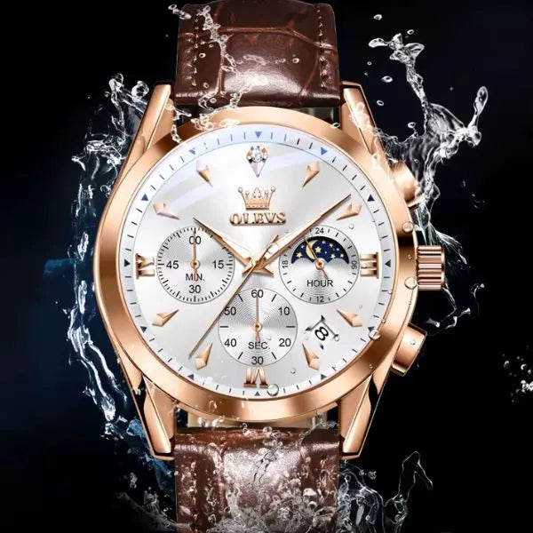 Montre bracelet cuir homme Bordeaux mouvement quartz