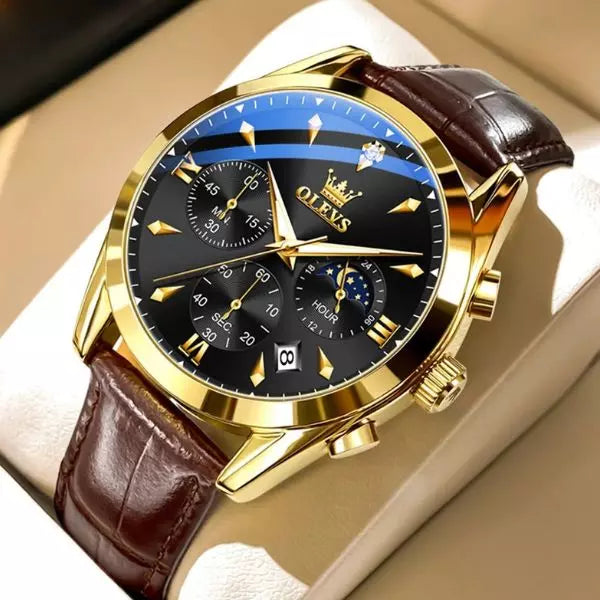 Montre bracelet cuir homme Bordeaux vue d'ensemble