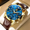 Montre bracelet cuir homme Bordeaux coffret cadeau OLEVS