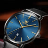 Montre bracelet cuir homme Valence bleue profil ultra-fin