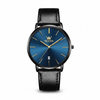Montre bracelet cuir homme Valence bleue vue de face OLEVS