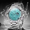 Montre chronographe homme Amiens bleue portée au poignet