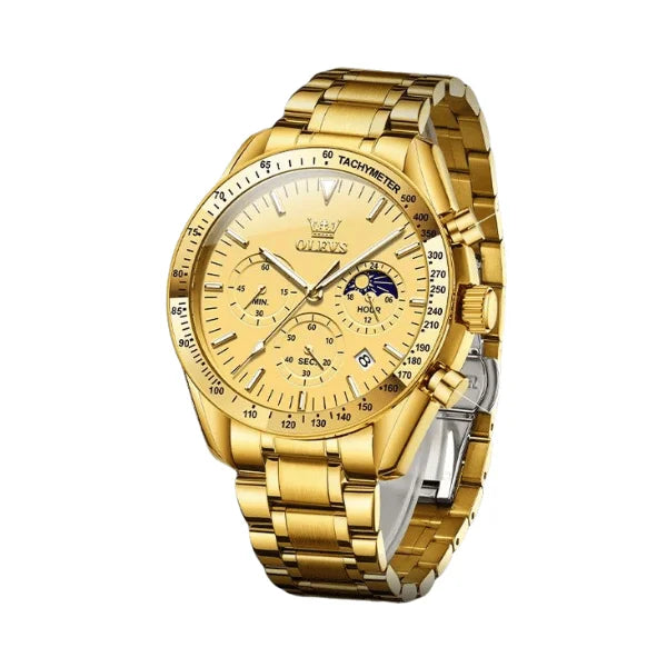 Montre chronographe homme Amiens dorée sous-cadrans