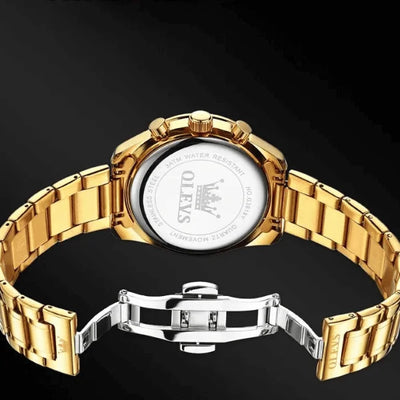 Montre chronographe homme Amiens dorée bracelet acier