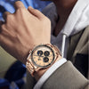 Montre chronographe homme Amiens dorée rose poussoirs
