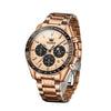 Montre chronographe homme Amiens dorée rose portée au poignet