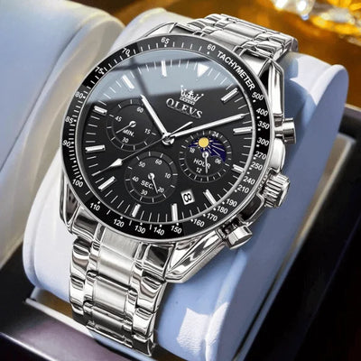 Montre chronographe homme Amiens noire boîtier acier