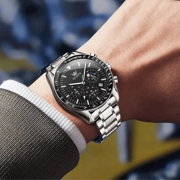 Montre chronographe homme Amiens noire détail cadran