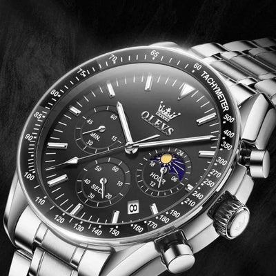 Montre chronographe homme Amiens noire poussoirs