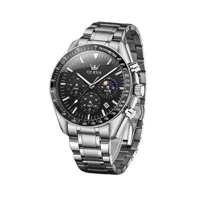 Montre chronographe homme Amiens noire bracelet acier