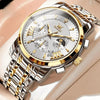 Montre chronographe homme Biarritz argentée dorée bracelet acier
