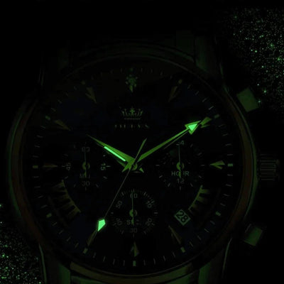 Montre chronographe homme Biarritz bicolore argent et or vue rapprochée