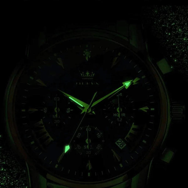 Montre chronographe homme Biarritz bicolore argent et or vue rapprochée