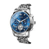 Montre homme OLEVS Grenoble bleue en vue trois quarts sur fond blanc
