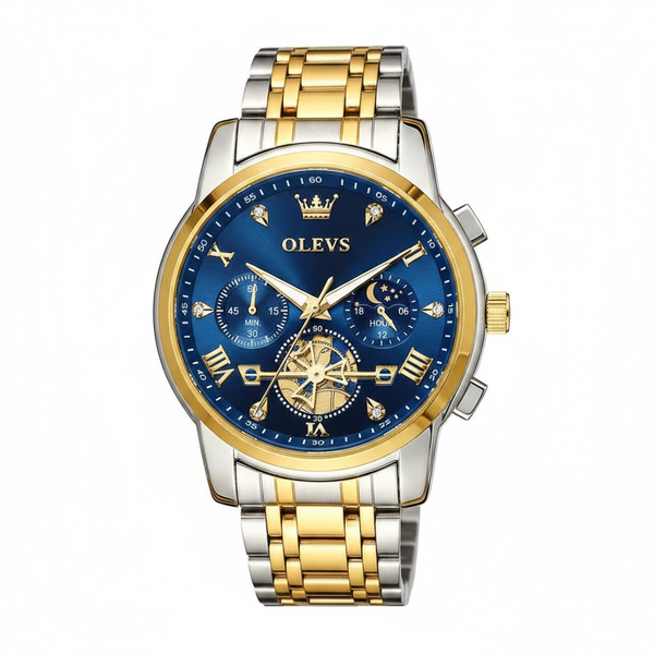 Montre chronographe homme Grenoble tricolore vue de face OLEVS