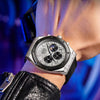 Montre chronographe homme Menton noire argentée bracelet silicone