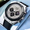 Montre chronographe homme Menton grise argentée bracelet silicone