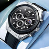 Montre chronographe homme Menton noire argentée vue rapprochée