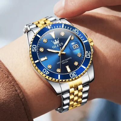 Montre chronographe homme Provence bleue portée au poignet