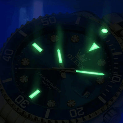 Aiguilles luminescentes montre chronographe homme Provence bleue