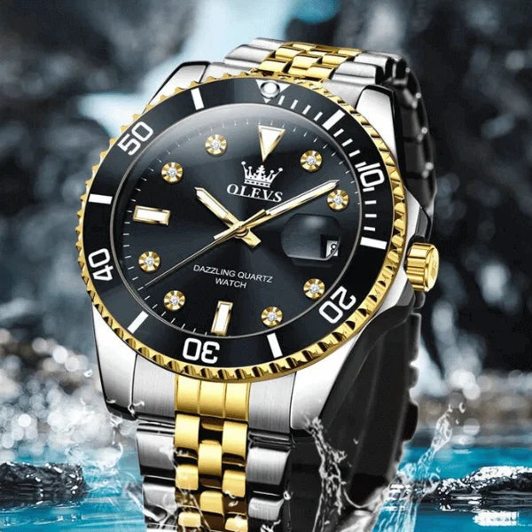 Montre chronographe homme Provence noire vue d'ensemble