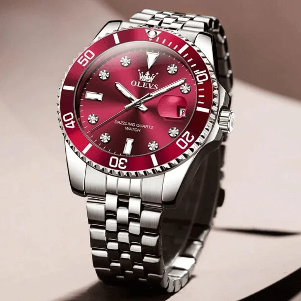 Montre chronographe homme Provence rouge vue trois quarts