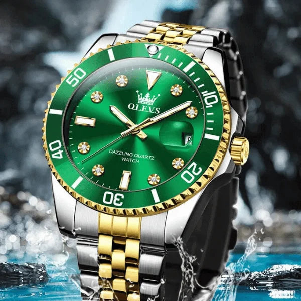 Montre chronographe homme Provence verte vue d'ensemble