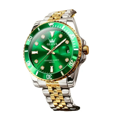Montre chronographe homme Provence verte vue trois quarts