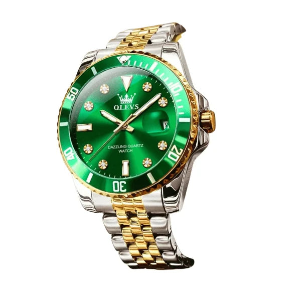 Montre chronographe homme Provence verte vue trois quarts
