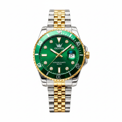 Montre chronographe homme Provence verte vue de face OLEVS