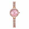 Montre femme OLEVS Brigitte rose vue de face avec bracelet doré rose
