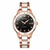 Montre femme OLEVS Margot noire et dorée rose vue de face sur fond blanc