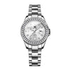 Montre Olevs Apolline argentée à cadran blanc, vue de face sur fond blanc