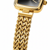 Détail du bracelet métallique tressé doré de la montre OLEVS Sophie