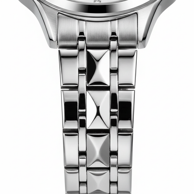 Détail du bracelet en acier argenté de la montre femme OLEVS Valentine