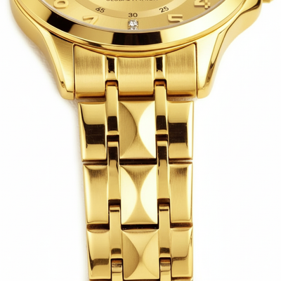 Détail du bracelet en acier doré de la montre femme OLEVS Valentine