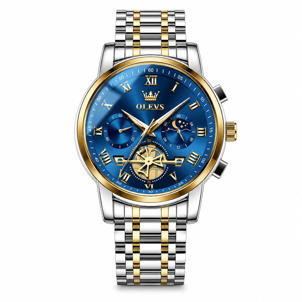 Montre Mécanique Montpellier Bleue OLEVS sur fond blanc