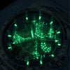 Montre homme OLEVS Tours verte, boîtier argenté et bracelet cuir