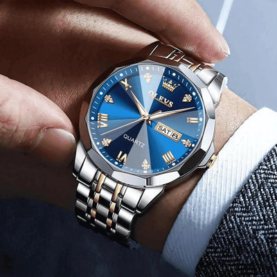 Montre quartz homme Avignon bleue boîtier acier